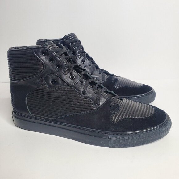 Balenciaga Cote Trainer Pleated High Top Sneakers - Black - Size 42 (US 9) - Picture 1 of 9